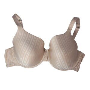 Parfait Full Coverage TShirt Bra Tan 44DD Underwire Light Pad Adj Striped Aline